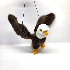 Vtg Hanging Bald Eagle Plush K&M International w/ Tag Bird 7.5" 15" Wingspan